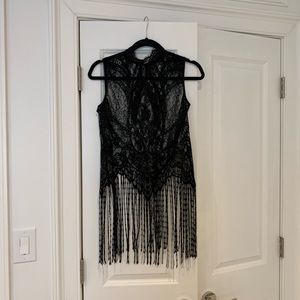Zara lace with fringe sleeveless top
